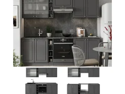 Mueble de cocina antracita-oro landhaus 235x60x81.6 fame-line