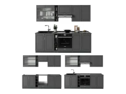 Mueble de cocina antracita-oro landhaus 235x60x81.6 fame-line