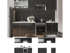Mueble de cocina antracita brillo intenso/blanco 240x60x81.6 fame-line