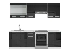 Mueble de cocina antracita brillo intenso/blanco 240x60x81.6 fame-line