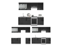 Mueble de cocina antracita brillo intenso/blanco 240x60x81.6 fame-line