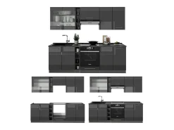 Mueble de cocina antracita alto brillo 235x46x81.6 fame-line