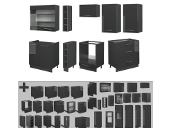 Mueble de cocina antracita alto brillo 235x46x81.6 fame-line