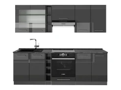 Mueble de cocina antracita alto brillo 235x46x81.6 fame-line
