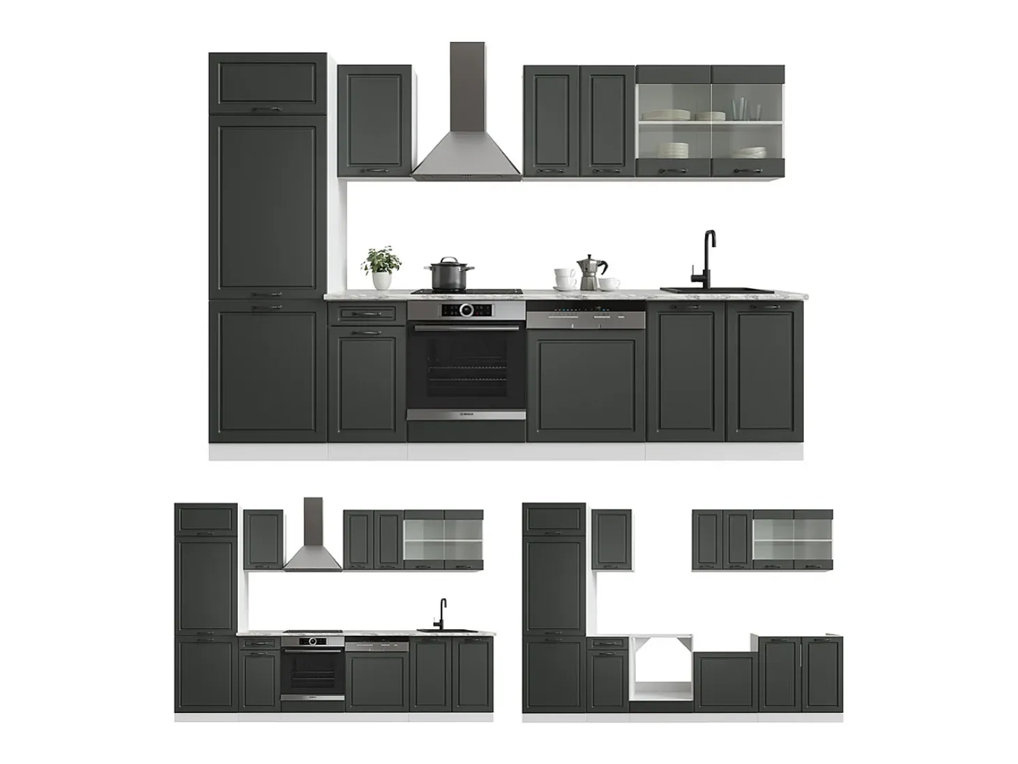 Mueble de cocina antracita casa de campo/blanco 300x46x81.6 r-line