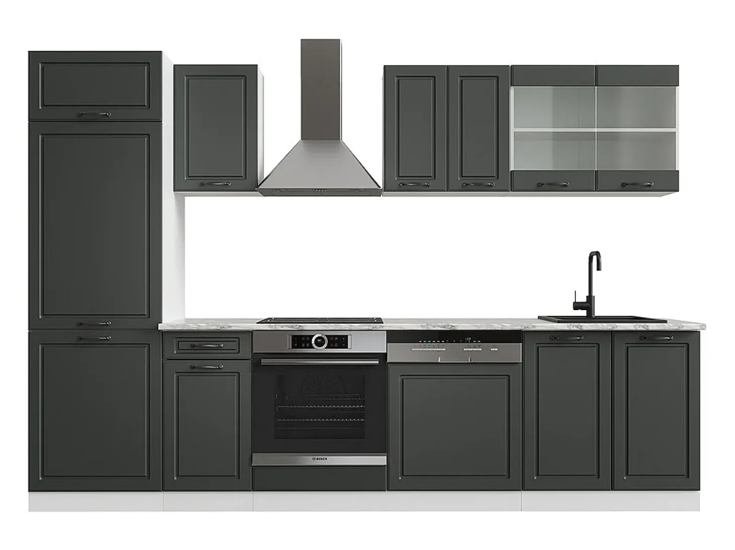 Mueble de cocina antracita casa de campo/blanco 300x46x81.6 r-line