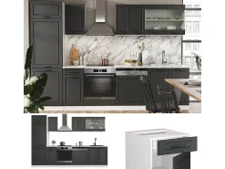 Mueble de cocina antracita casa de campo/blanco 300x46x81.6 r-line