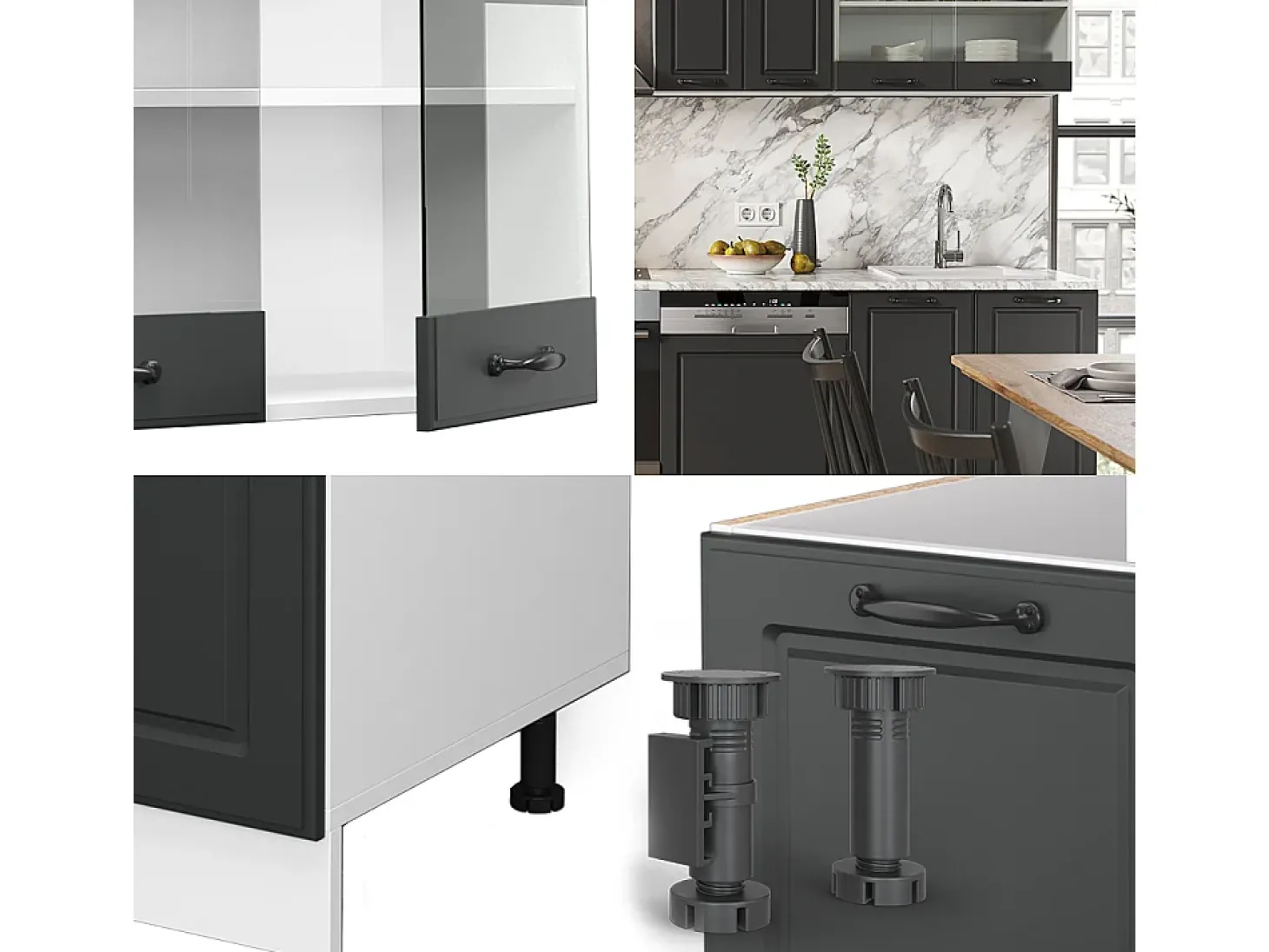 Mueble de cocina antracita casa de campo/blanco 300x46x81.6 r-line