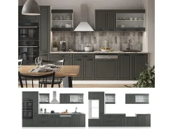 Mueble de cocina antracita casa de campo/blanco 350x46x81.6 r-line