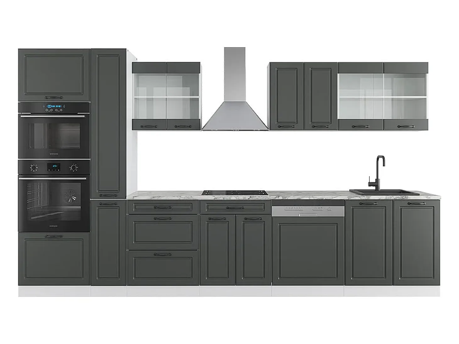 Mueble de cocina antracita casa de campo/blanco 350x46x81.6 r-line