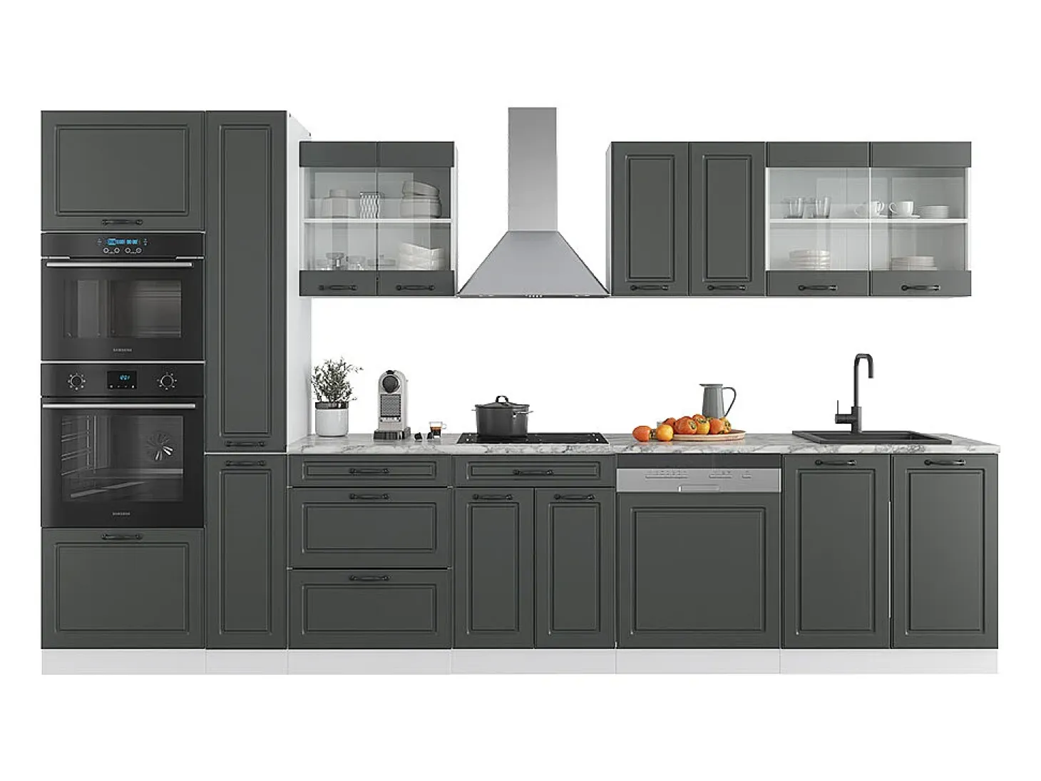 Mueble de cocina antracita casa de campo/blanco 350x46x81.6 r-line