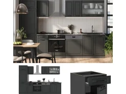 Mueble de cocina antracita casa de campo/antracita 300x60x81.6 r-line