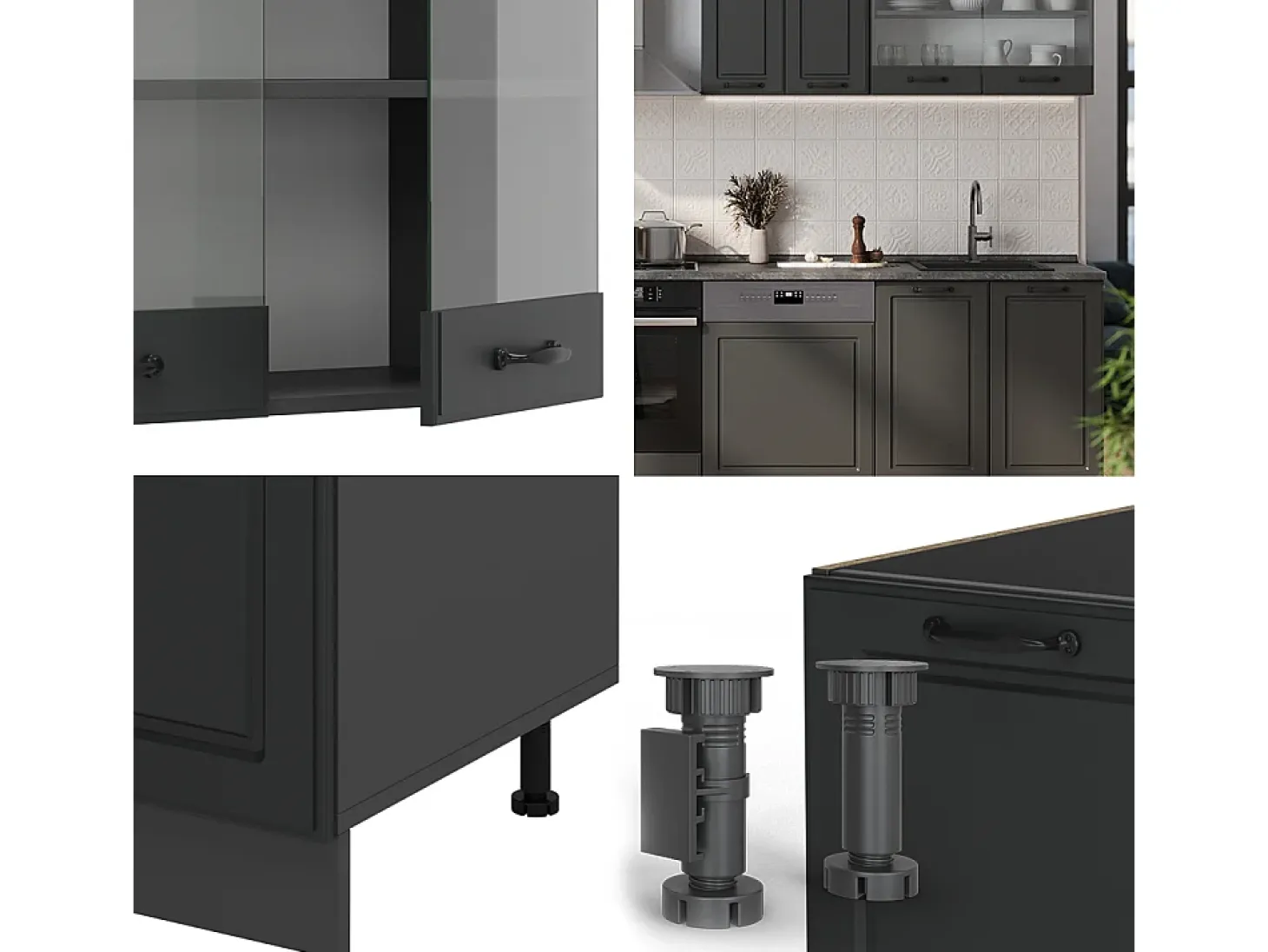Mueble de cocina antracita casa de campo/antracita 300x60x81.6 r-line