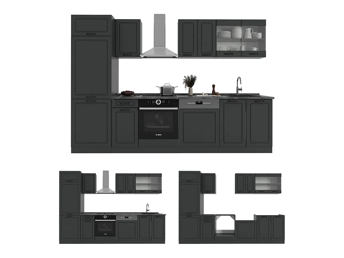 Mueble de cocina antracita casa de campo/antracita 300x60x81.6 r-line