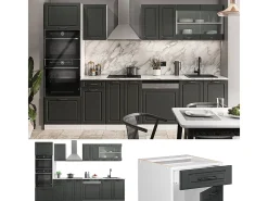 Mueble de cocina antracita casa de campo/blanco 300x60x81.6 r-line
