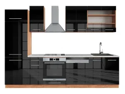 Mueble de cocina antracita brillo intenso/roble dorado eléctrico 300x60x81.6 fame-line