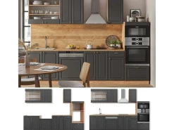 Mueble de cocina antracita casa de campo/roble kraft dorado 300x60x81.6 fame-line