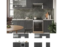 Mueble de cocina antracita-oro/blanco 240x60x81.6 fame-line