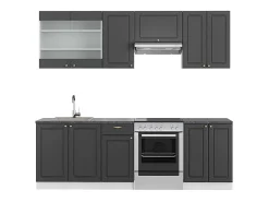 Mueble de cocina antracita-oro/blanco 240x60x81.6 fame-line