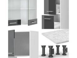 Mueble de cocina antracita brillo intenso/blanco 350x60x81.6 r-line