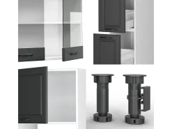 Mueble de cocina antracita casa de campo/blanco 350x60x81.6 r-line