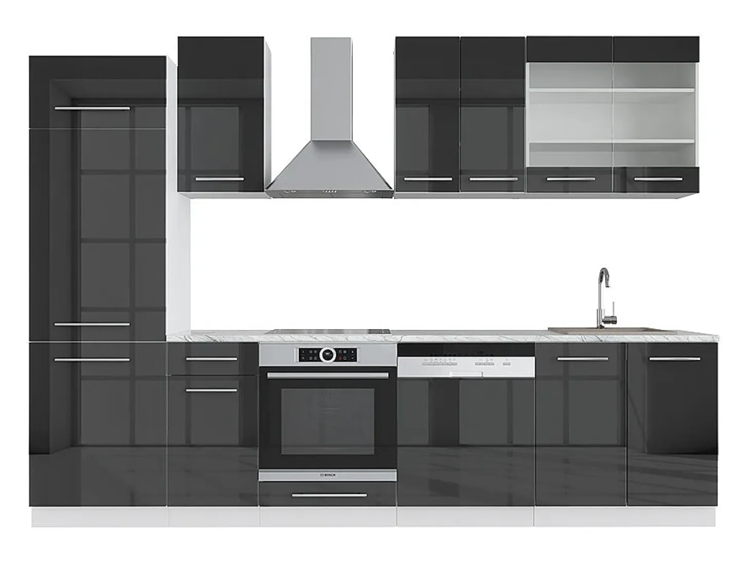 Mueble de cocina antracita alto brillo 300x46x81.6 fame-line