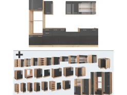 Mueble de cocina antracita brillo intenso/roble dorado eléctrico 300x60x81.6 r-line