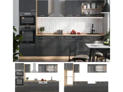 Mueble de cocina antracita brillo intenso/roble dorado eléctrico 300x60x81.6 r-line