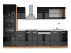 Mueble de cocina antracita brillo intenso/roble dorado eléctrico 300x60x81.6 r-line