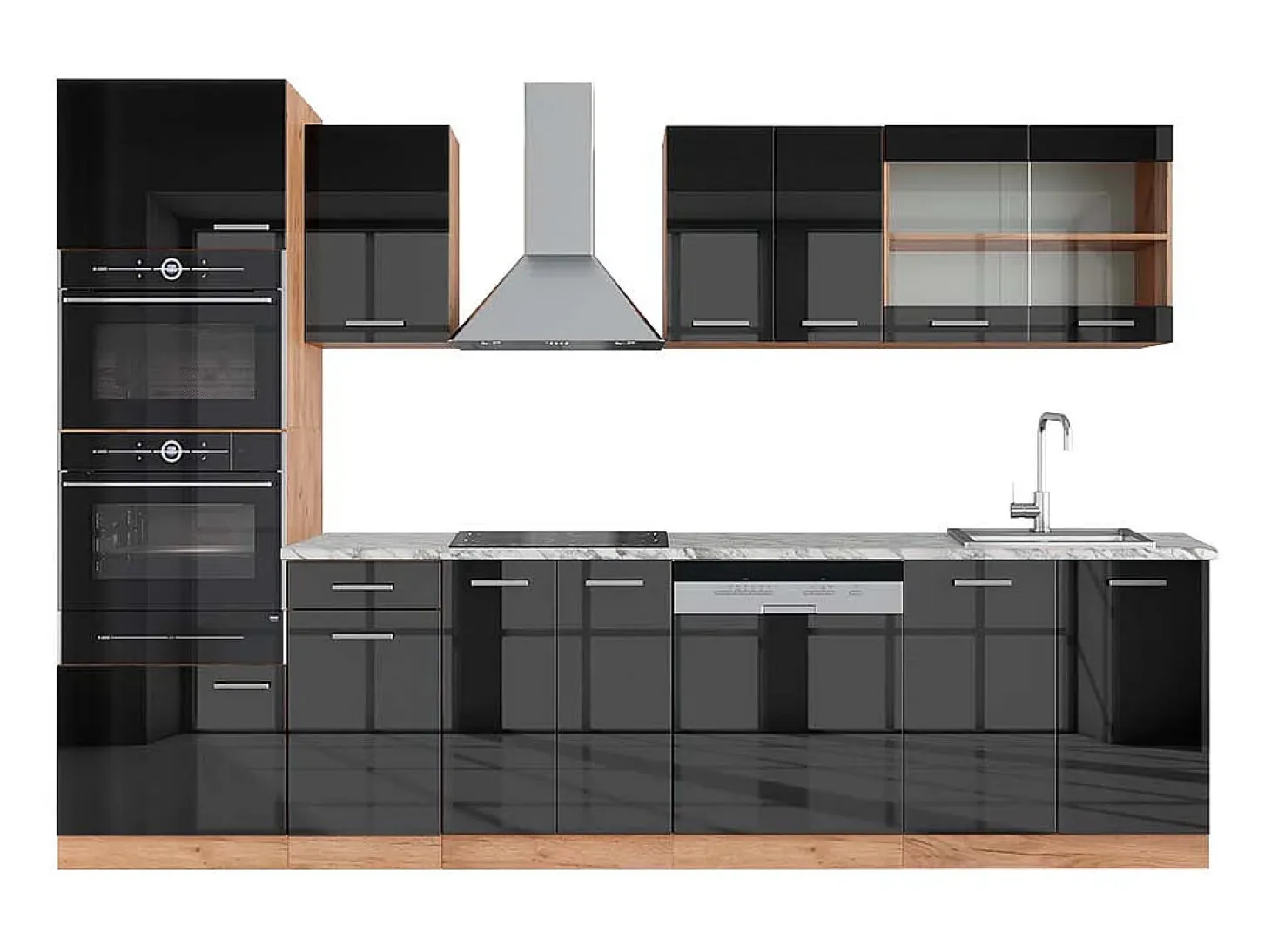 Mueble de cocina antracita brillo intenso/roble dorado eléctrico 300x60x81.6 r-line