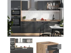 Mueble de cocina antracita brillo intenso/roble dorado eléctrico 300x60x81.6 r-line