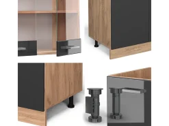Mueble de cocina antracita brillo intenso/roble dorado eléctrico 300x60x81.6 r-line
