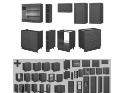 Mueble de cocina antracita-oro landhaus 235x60x81.6 fame-line