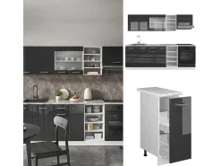 Mueble de cocina antracita brillo intenso/blanco 240x60x81.6 r-line