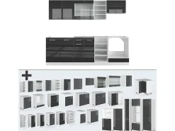 Mueble de cocina antracita brillo intenso/blanco 240x60x81.6 r-line