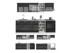 Mueble de cocina antracita brillo intenso/blanco 240x60x81.6 r-line