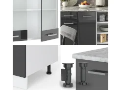 Mueble de cocina antracita brillo intenso/blanco 240x60x81.6 r-line