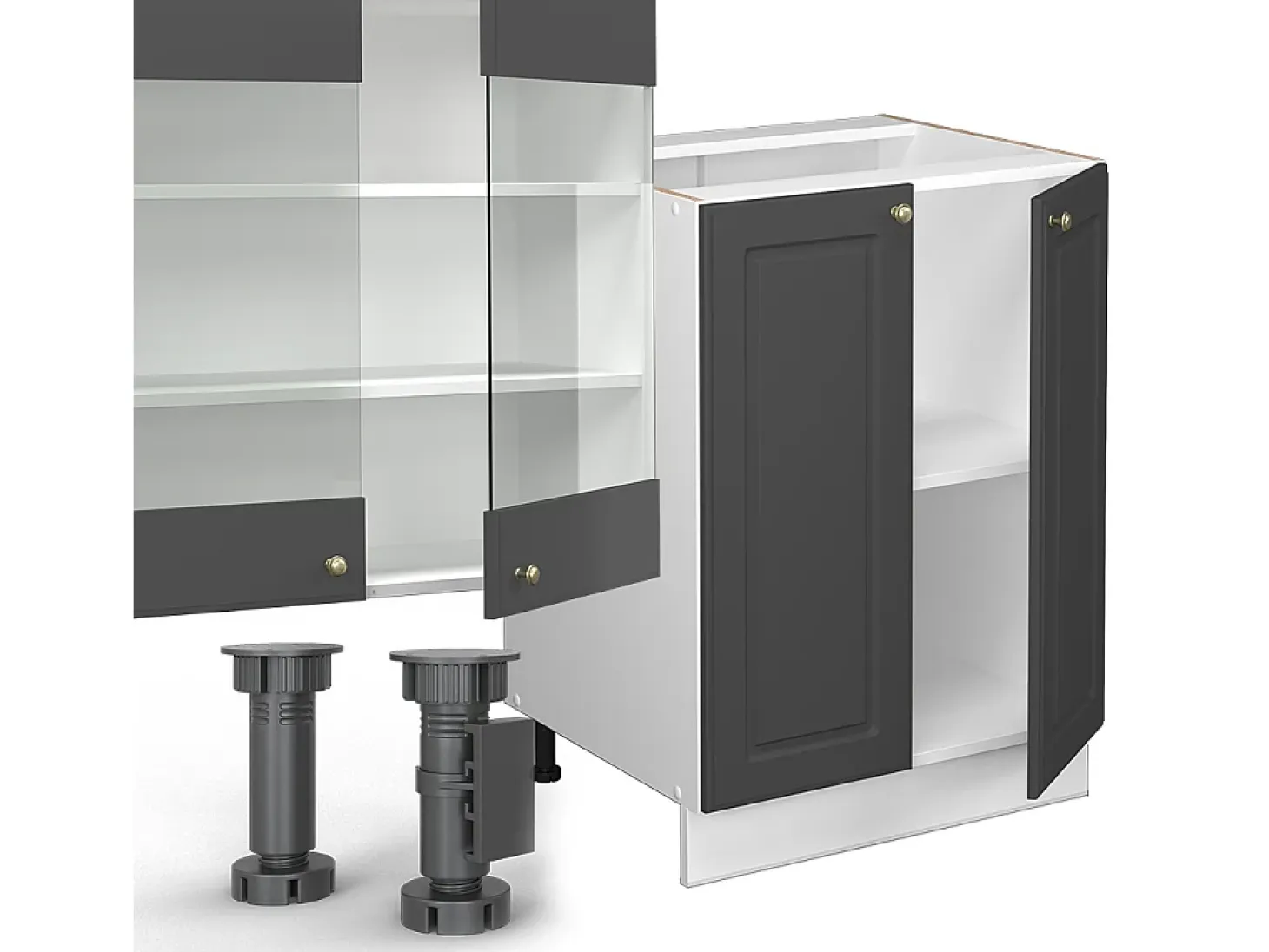 Mueble de cocina antracita-oro/blanco 300x60x81.6 fame-line
