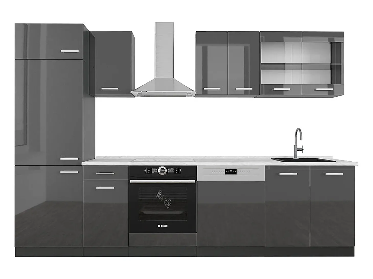 Mueble de cocina antracita brillo intenso/antracita 300x60x81.6 r-line