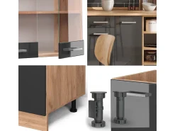 Mueble de cocina antracita brillo intenso/roble dorado eléctrico 240x46x81.6 r-line