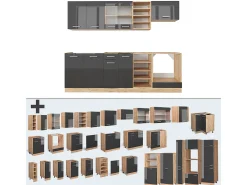 Mueble de cocina antracita brillo intenso/roble dorado eléctrico 240x46x81.6 r-line