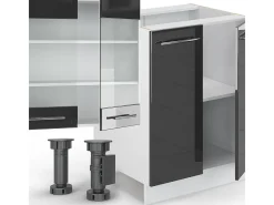 Mueble de cocina antracita brillo intenso/blanco 300x60x81.6 fame-line