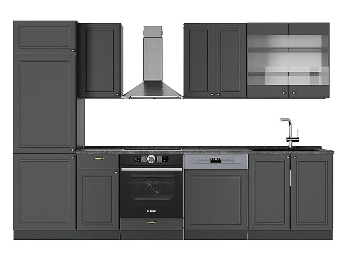 Mueble de cocina antracita-oro landhaus 300x60x81.6 fame-line