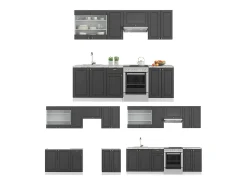 Mueble de cocina antracita-oro/blanco 240x60x81.6 fame-line