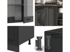 Mueble de cocina antracita casa de campo/antracita 240x46x81.6 r-line