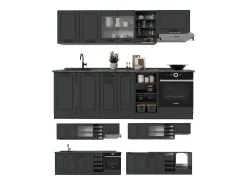 Mueble de cocina antracita casa de campo/antracita 240x46x81.6 r-line