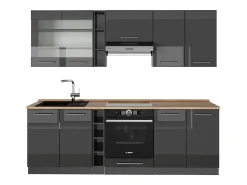 Mueble de cocina antracita alto brillo 235x60x81.6 fame-line