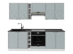 Mueble de cocina azul claro-gris-blanco 235x60x81.6 fame-line