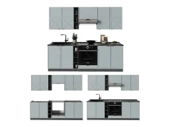 Mueble de cocina azul claro/gris antracita 235x60x81.6 fame-line