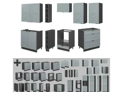 Mueble de cocina azul claro/gris antracita 235x60x81.6 fame-line